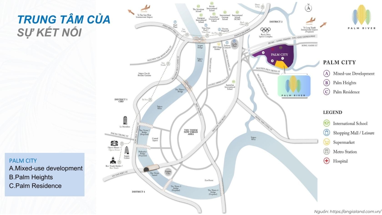 Vị trí kết nối giao thông chiến lược của Palm River Quận 2 Vị trí kết nối giao thông chiến lược của Palm River Quận 2
